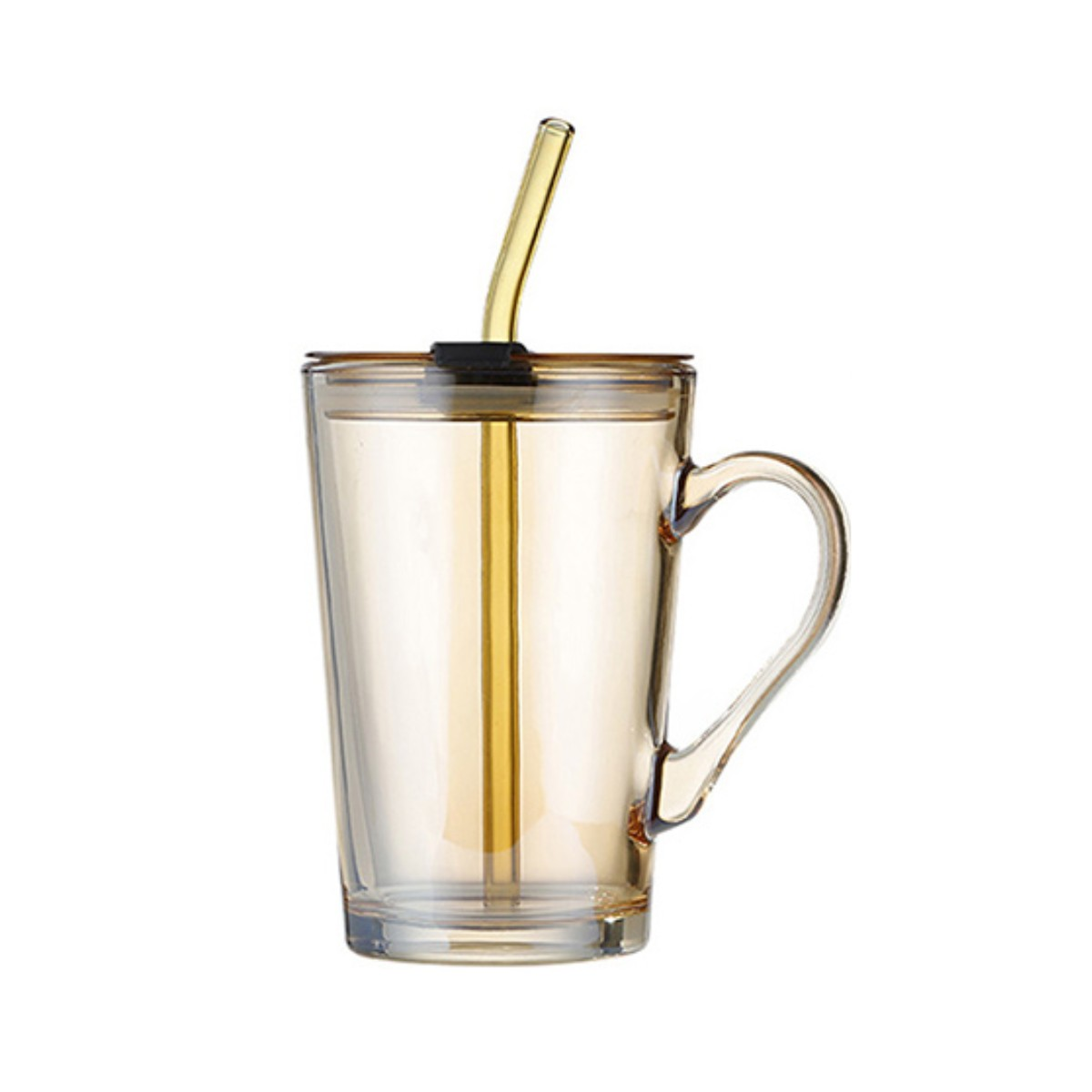 Glass Travel Mug with Lid & Straw