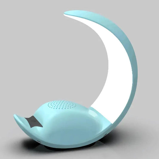 Crescent Touch RGB LED Night Lamp Wireless Speaker with Phone Stand - Blue