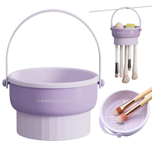 Purple Makeup Brush Cleaner and Holder