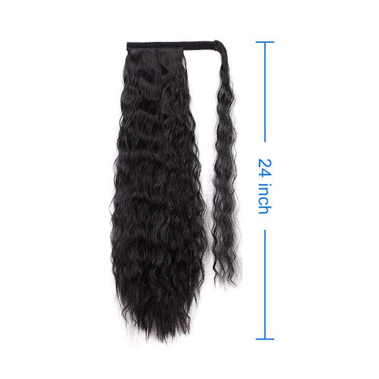 24 Inch Long Wavy Curly Hair Corn Wave Ponytail For Women