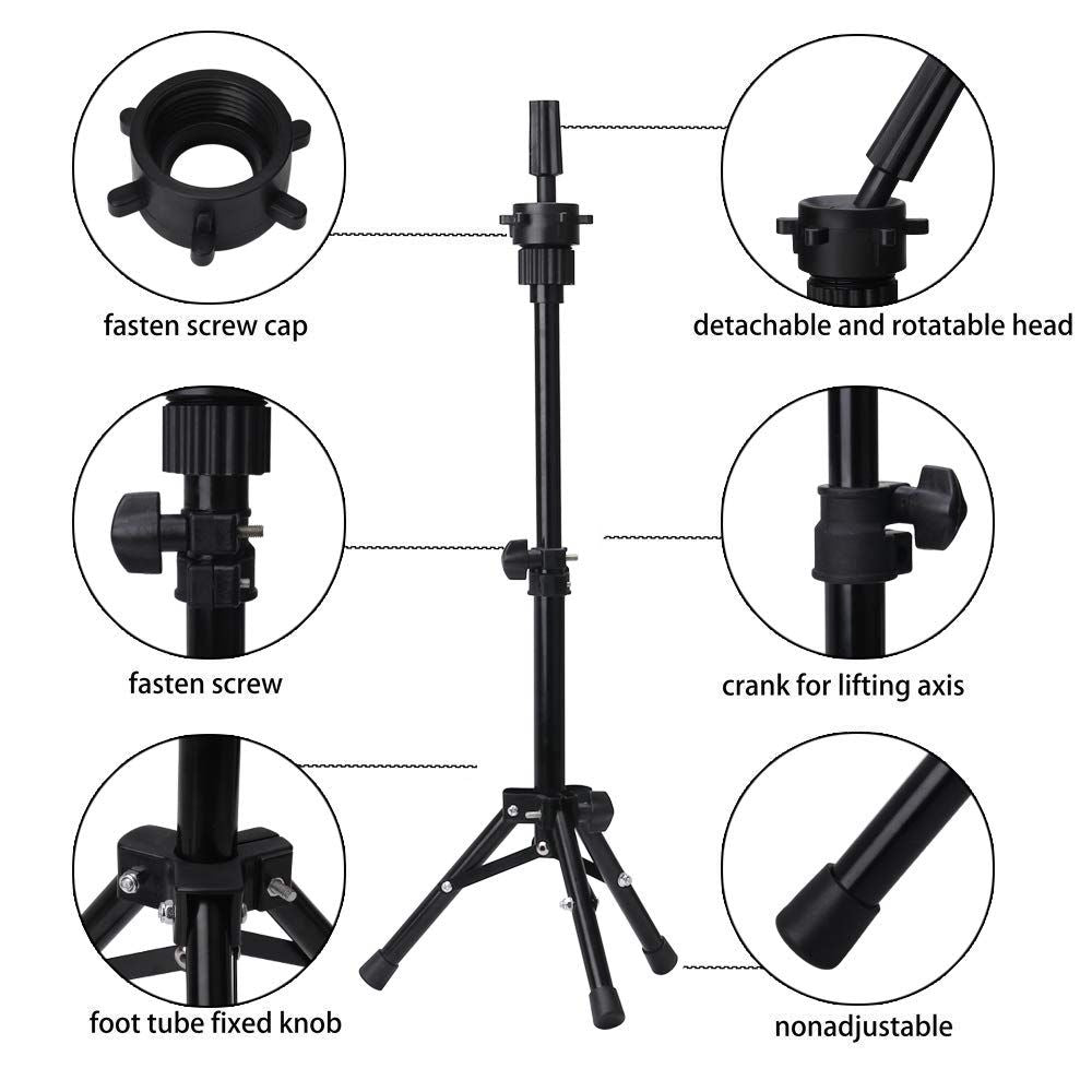 Adjustable Training Mannequin Head Stand For Wigs-Tripod