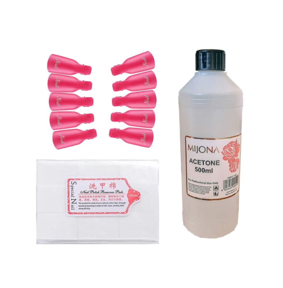 Pink Reusable Soak Off Fingernail Clips Combo
