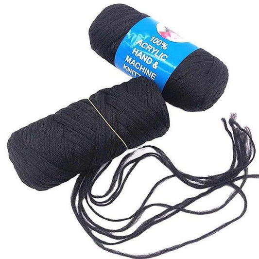 5 Pcs Brazilian Wool Hair Acrylic Yarn-Black 1