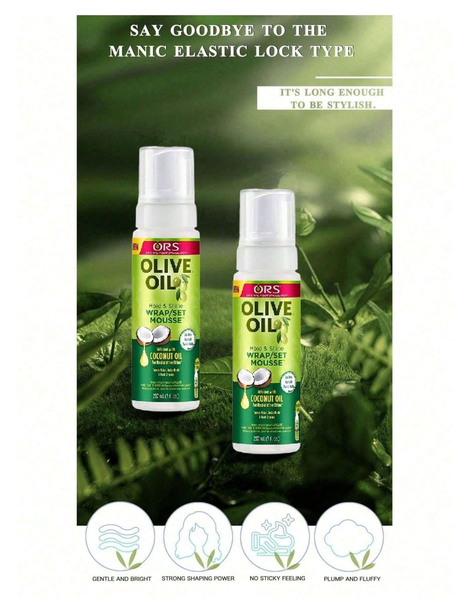 ORS Olive Wrap Mousse, Coil Calm Detangler with Edge Control & Hair Stick