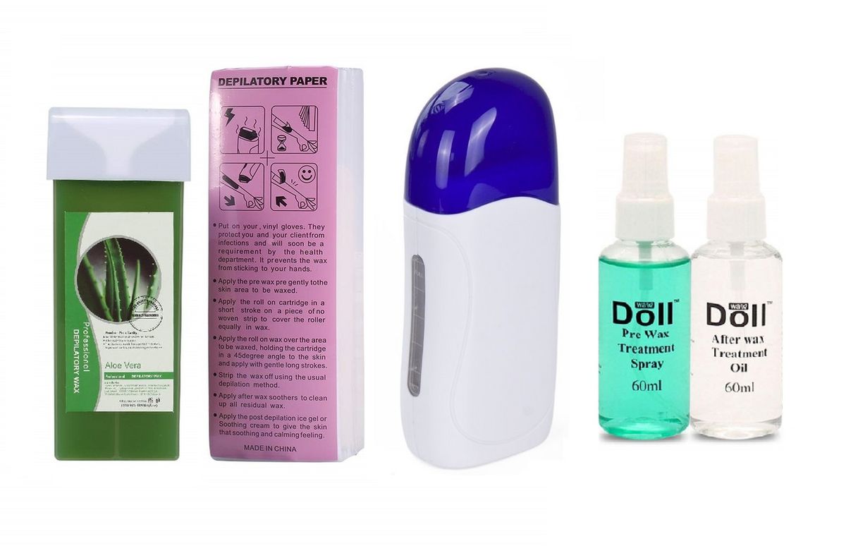iMbali Depilatory Roller, Paper, Warmer & Spray Full Waxing Kit