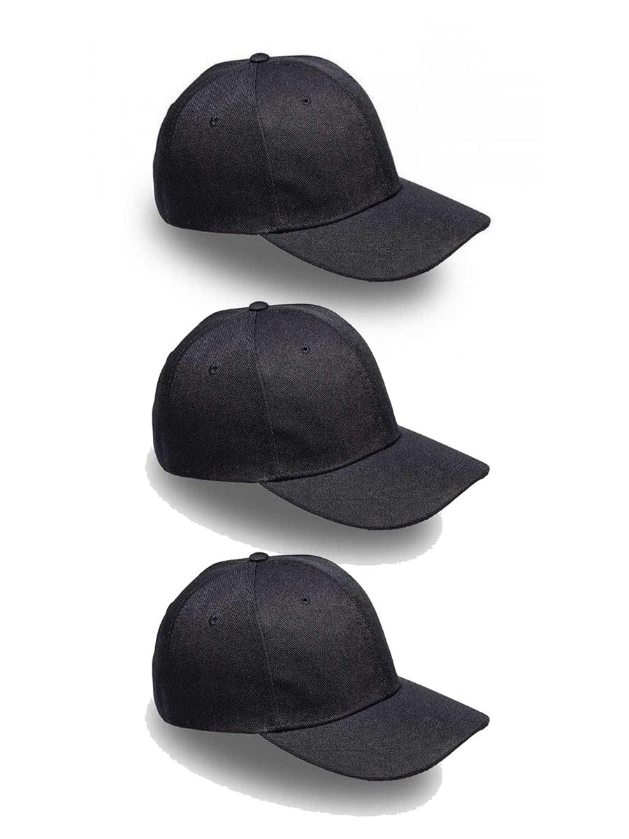 3 Pack 6panel Cap Set - Black