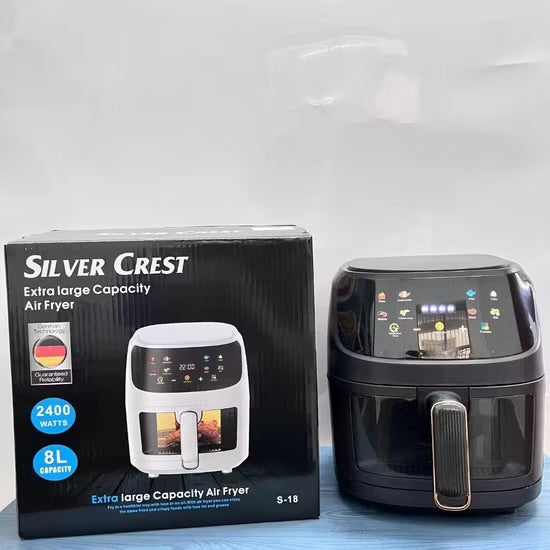 8 Litre Visible Window Air Fryer 8L Visible Air Fryer 8 Liter Visual Air Fryer 8L Silver Crest Air Fryer Colour Touch Screen Air Fryer Glass Window Air Fryer