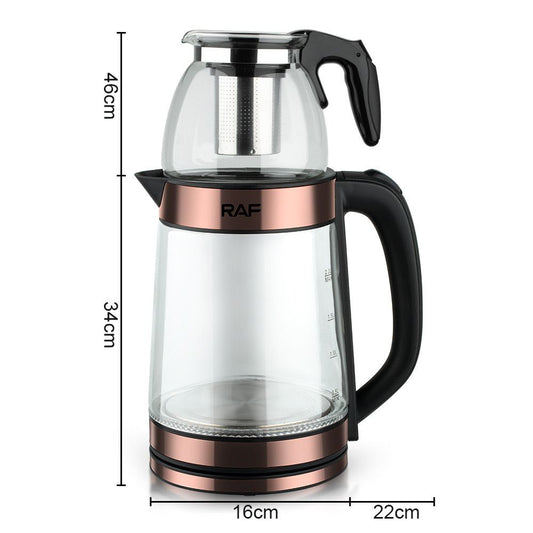 RAF Electric Glass Kettle with Glass Teapot 1L & 2.2L