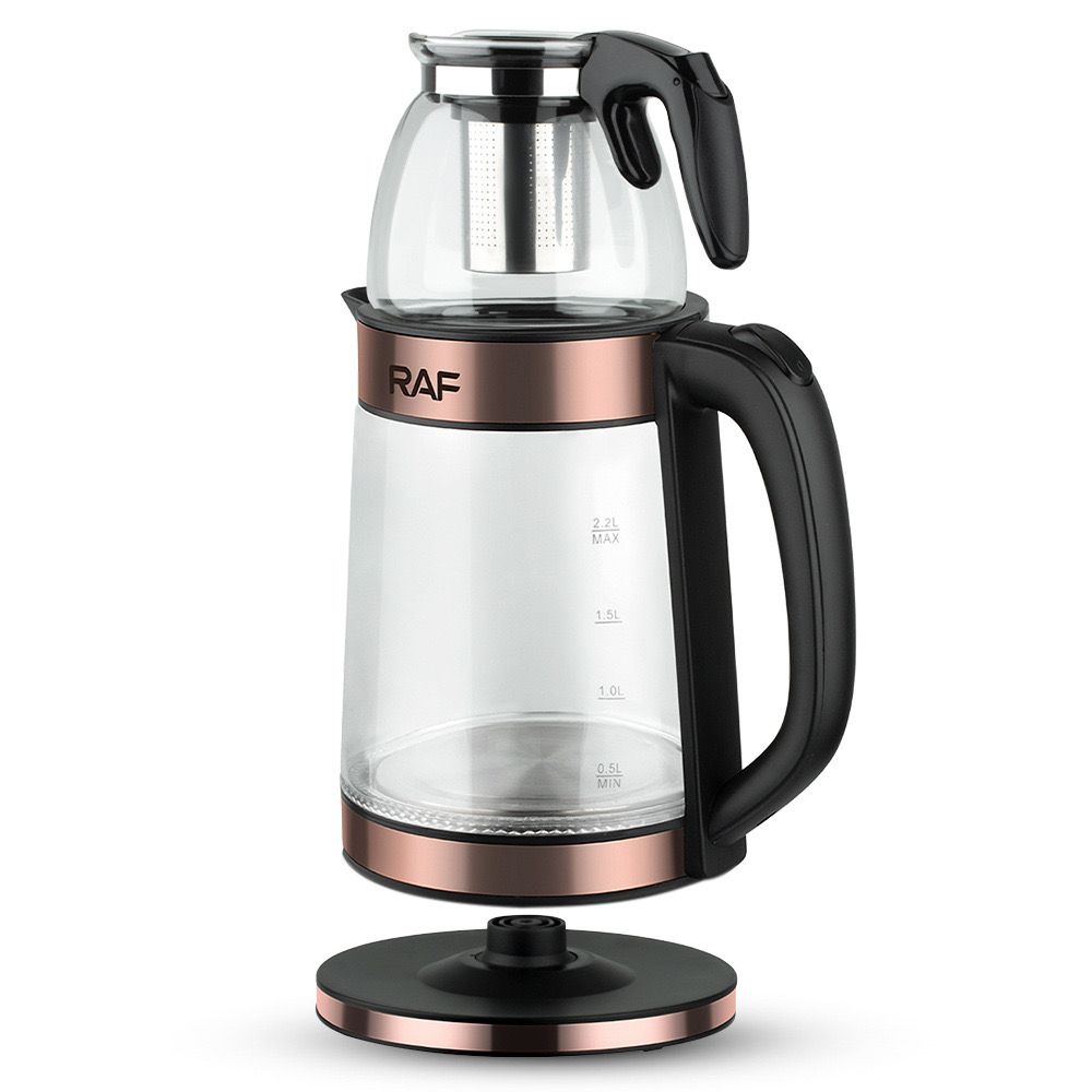 RAF Electric Glass Kettle with Glass Teapot 1L & 2.2L