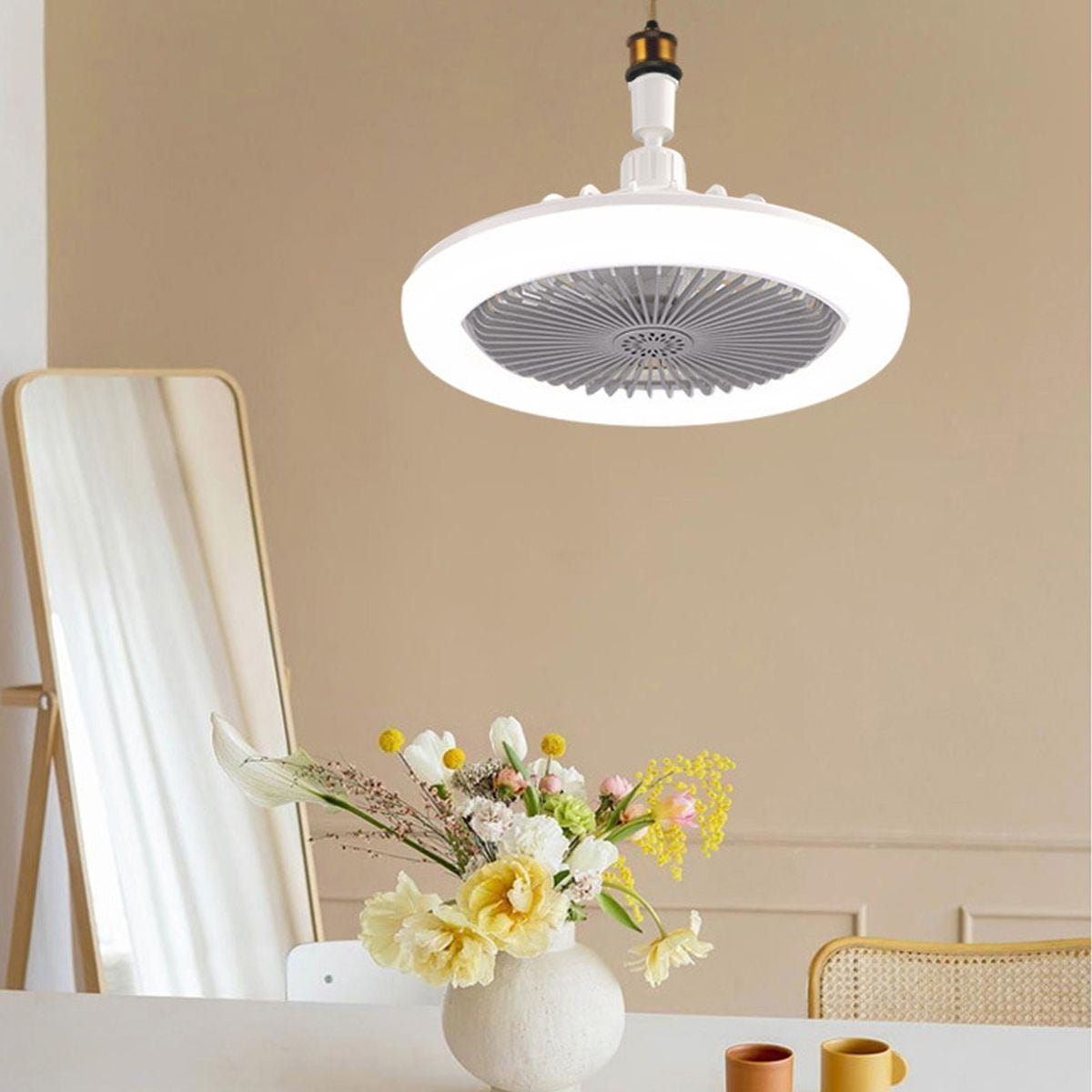 360 Rotation LED Ceiling Light With Fan 6500K