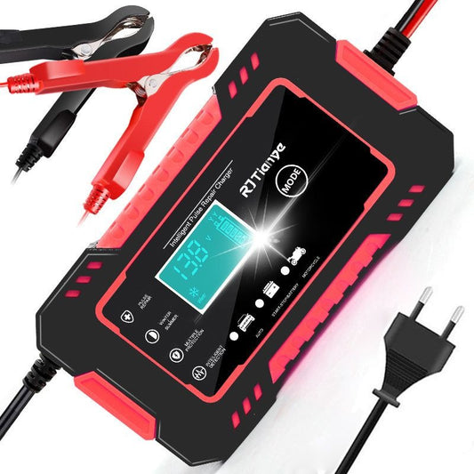 12V Car Intelligent Pulse Repair Battery Charger with LCD Screen Display