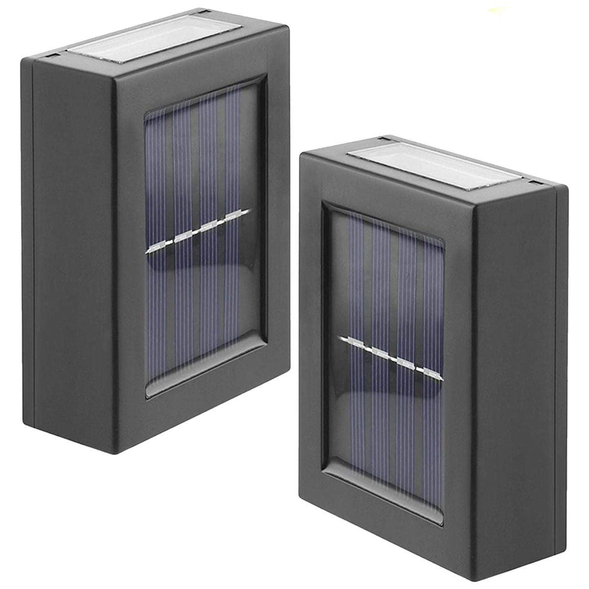 2 Pieces Outdoor Solar Wall Light For Fence Patio Stairs Yard - Warm white