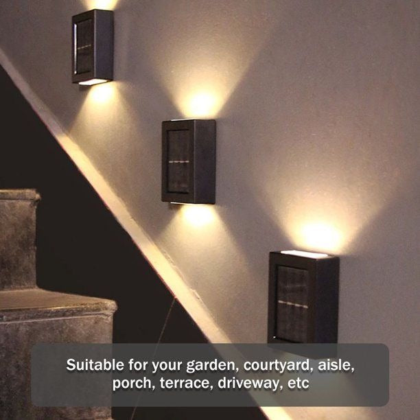 2 Pieces Outdoor Solar Wall Light For Fence Patio Stairs Yard - Warm white