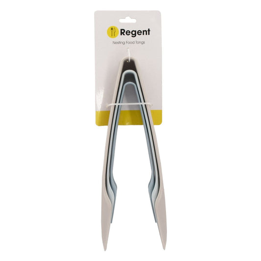 Regent Kitchen Nesting Food Tongs - 3 Pieces Set - Plastic