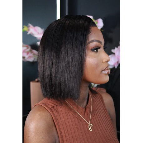 Brazilian/Peruvian Virgin Hair Straight Frontal Lace Wig 10inch Bob Black 100% Virgin Hair, full frontal, ear to ear, 13x4 closure, glueless