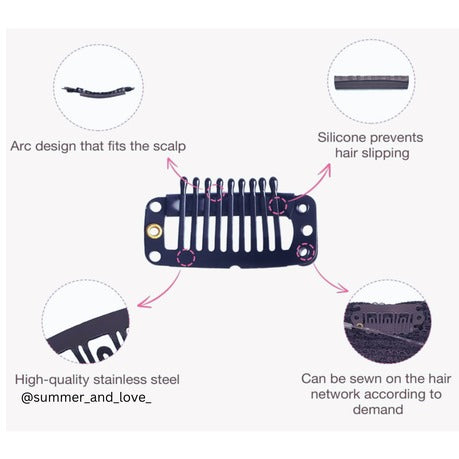 Extension/wig Clips Metal Pieces Black - Strong Grip