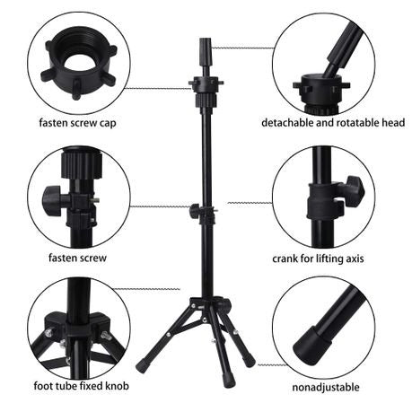 Adjustable Training Mannequin Head Stand For Wigs-Tripod