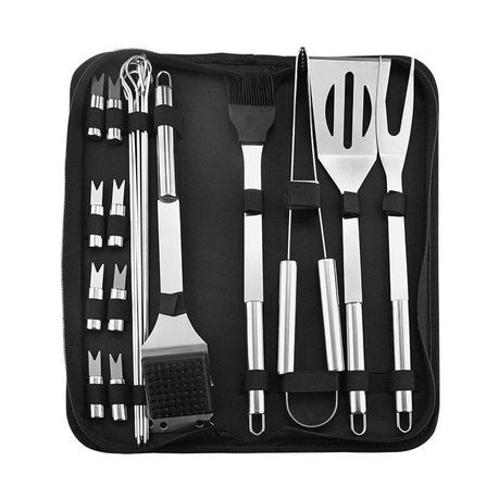 20PCS Stainless Steel BBQ Tools Set Camping Outdoor Cooking Tools 20PCS Stainless Steel BBQ/Braai Tools Set Camping Outdoor Cooking Tools