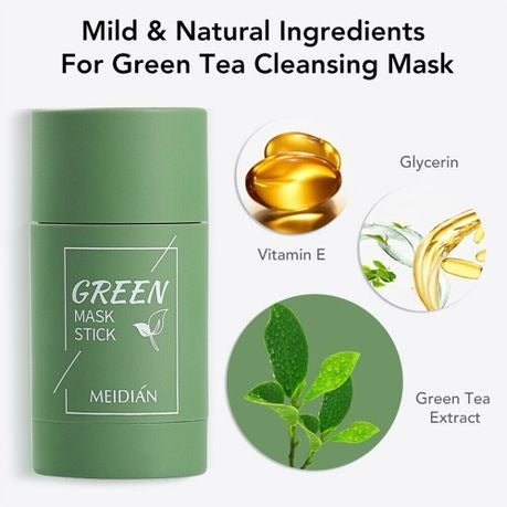 Matcha Green Tea Mask and 2 KN95 Masks Green Tea Mask Face Cleaning Mud Mask Moisturizing Hydrating Oil Control Solid Mask Face Care Skin Care Beauty
