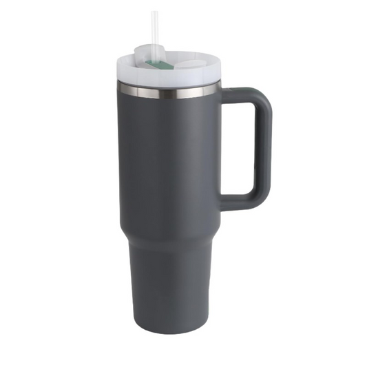 Tumbler with Handle Straw Lid Stainless Steel Travel Mug
