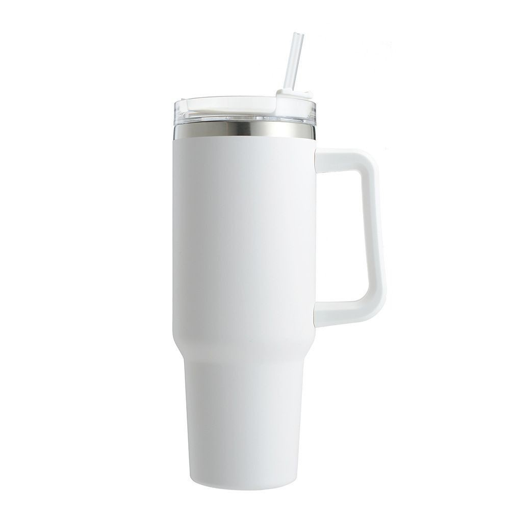 Tumbler with Handle Straw Lid Stainless Steel Travel Mug