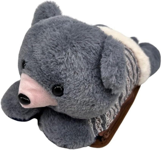 Electric Bear Hot Water Bottle - Grey and Blue with Stripes