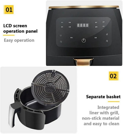 6L Air Fryer,Air Fryer Non-Stick Paper Pads with Cutlery Set - 24 Piece