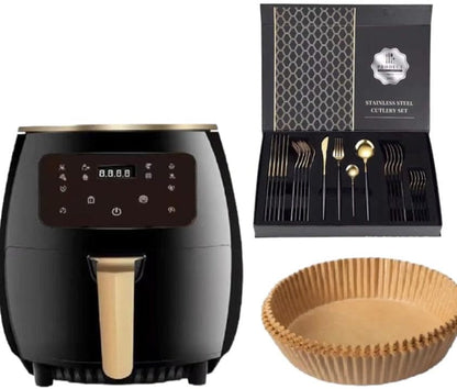 6L Air Fryer,Air Fryer Non-Stick Paper Pads with Cutlery Set - 24 Piece