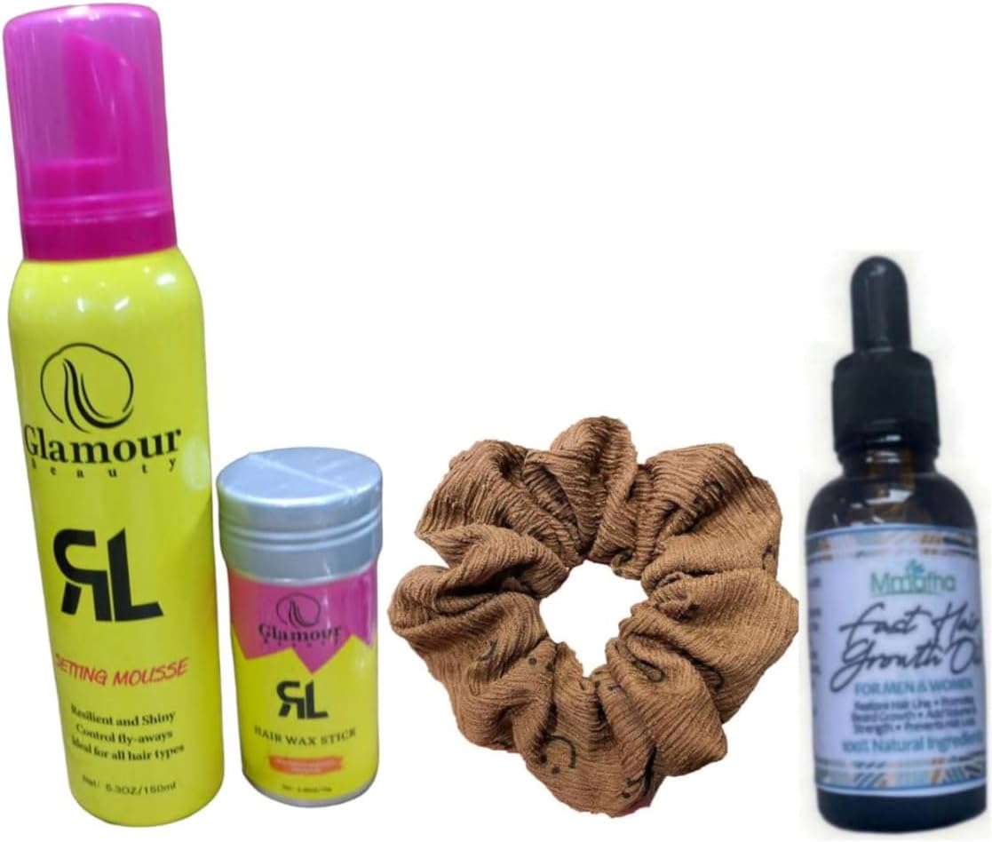 Glamour Hair Wax Stick & Mousse & Mmafha Hair Oil & Hair Scrunchie