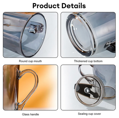 Glass Travel Mug with Lid & Straw