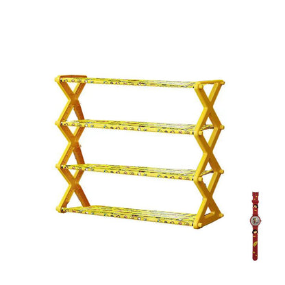 4-Tier Cute Shoe Rack Portable X-Shaped Shoe Storage Rack