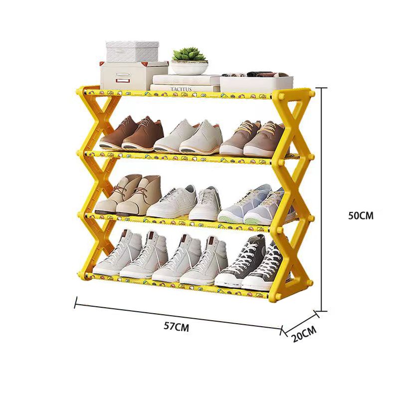 4-Tier Cute Shoe Rack Portable X-Shaped Shoe Storage Rack