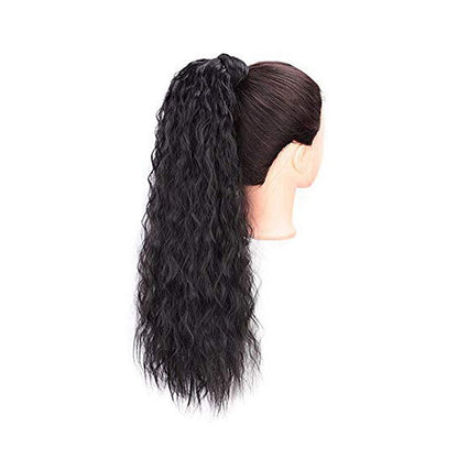 24 Inch Long Wavy Curly Hair Corn Wave Ponytail For Women