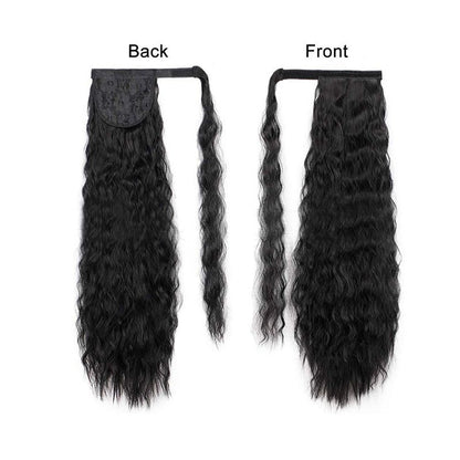24 Inch Long Wavy Curly Hair Corn Wave Ponytail For Women