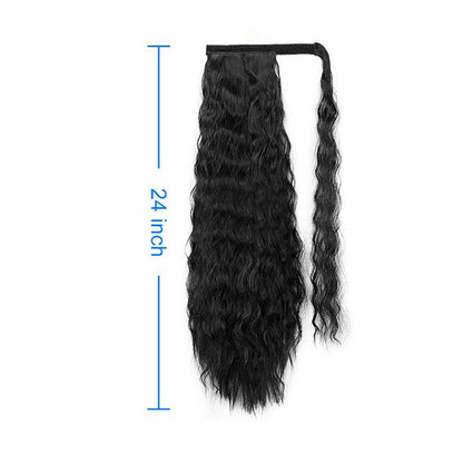 24 Inch Long Wavy Curly Hair Corn Wave Ponytail For Women