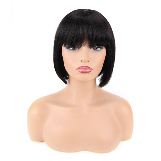 Brazilian/Peruvian Virgin Hair Straight Frontal Lace Wig 10inch Bob Black