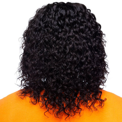 French Curl Water Wave Brazilian 4x4 Closure Wig 10 inches