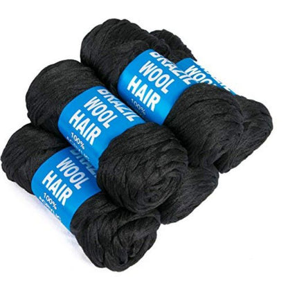 5 Pcs Brazilian Wool Hair Acrylic Yarn-Black 1