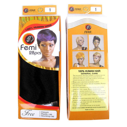 Femi 28 Pieces Human Hair Pieces With Closure