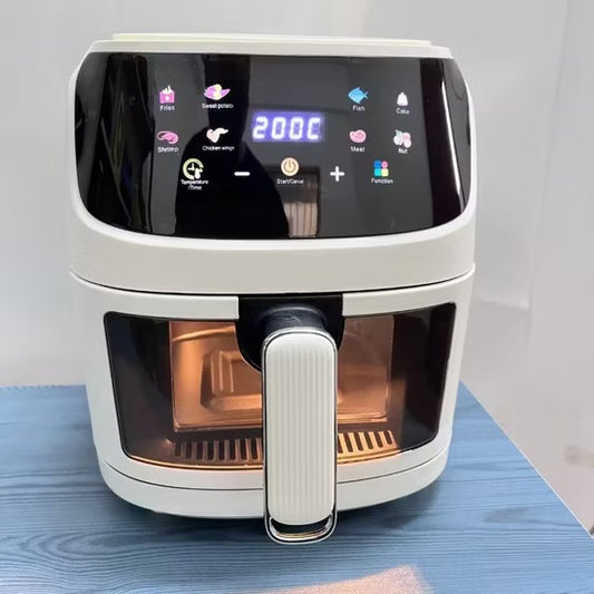 8 Litre Visible Window Air Fryer 8L Visible Air Fryer 8 Liter Visual Air Fryer 8L Silver Crest Air Fryer Colour Touch Screen Air Fryer Glass Window Air Fryer