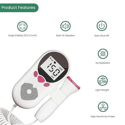 Baby Pulse Dansup Fetal Heart Monitor - White and Pink