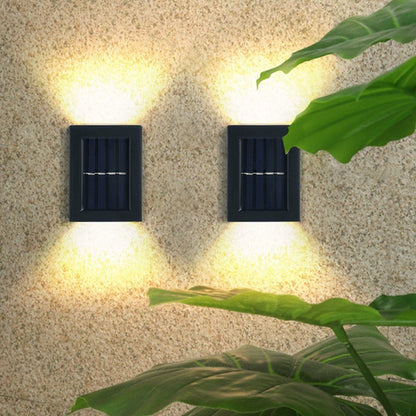 2 Pieces Outdoor Solar Wall Light For Fence Patio Stairs Yard - Warm white