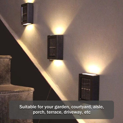2 Pieces Outdoor Solar Wall Light For Fence Patio Stairs Yard - Warm white