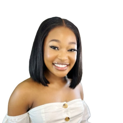 Brazilian Human Hair Straight Bob Wig 10inch 4x4 lace colour B1