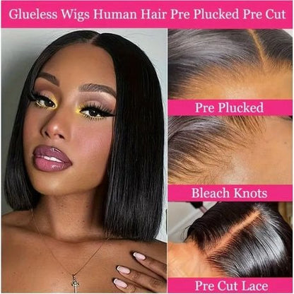 Brazilian Human Hair Straight Bob Wig 10inch 4x4 lace colour B1