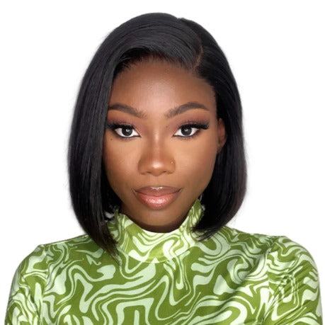 Brazilian/Peruvian Virgin Hair Straight Frontal Lace Wig 10inch Bob Black 100% Virgin Hair, full frontal, ear to ear, 13x4 closure, glueless