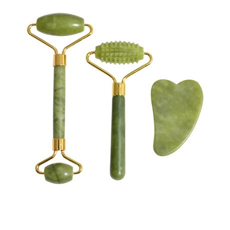 5 Piece Vitamin C Facial Set with Jade Face Roller and Gua Sha Massage Kit