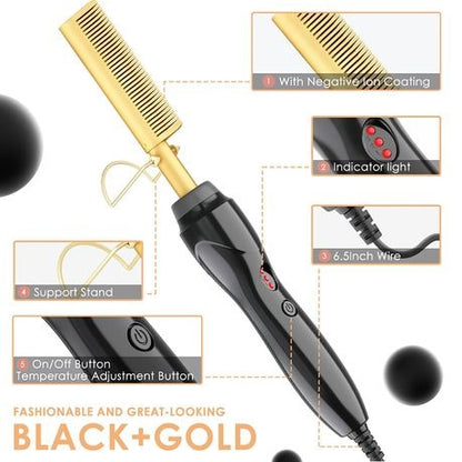 Professional High Heat Ceramic Hair Press Hot Comb & IKT Wax Stick High Quality Ceramic Hot Comb, Natural Ingredients in Wax Stick