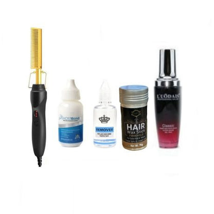 All Your Brazilian Wigs Need- Hot Comb+ Wax Stick+ Glue+ Remover + Serum High Quality Hot Comb