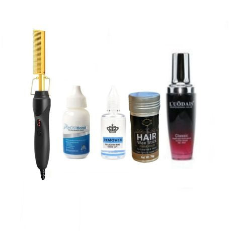 All Your Brazilian Wigs Need- Hot Comb+ Wax Stick+ Glue+ Remover + Serum High Quality Hot Comb